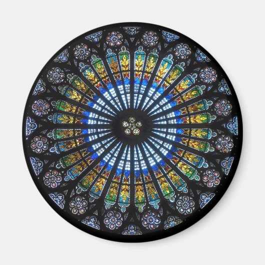 フランスのストラスブールのステンドグラスバラの窓 マグネット (正面)