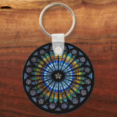 フランスのストラスブールのステンドグラスバラ窓 キーホルダー (正面)