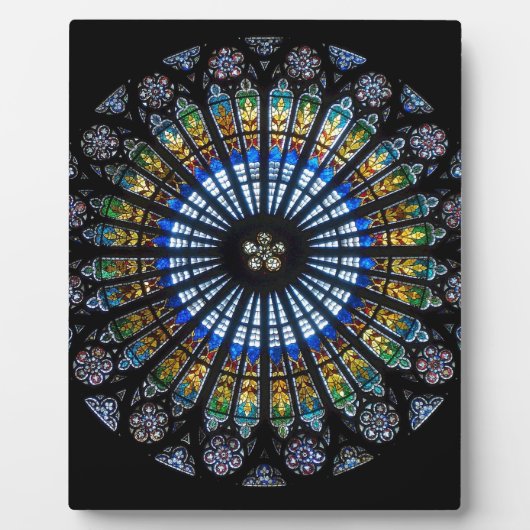 フランスのストラスブールのステンドグラスバラ窓 フォトプラーク (正面)
