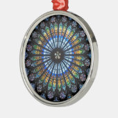 フランスのストラスブールのステンドグラスバラ窓 メタルオーナメント (左)