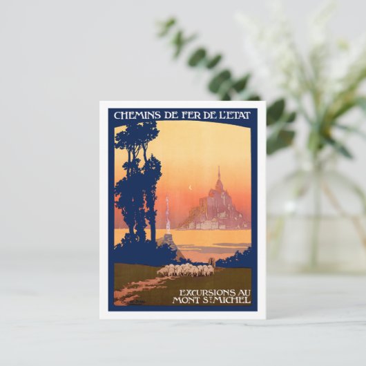フランスのセント・ミシェルへの遠足、ヴィンテージ旅行 ポストカード (スタンド正面)