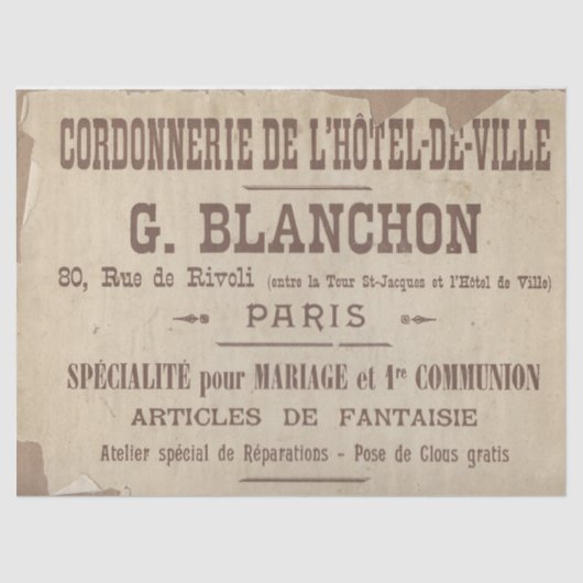 フランスのタイポグラフィ破れたエッジデカップパリシューズ 薄葉紙 (正面)