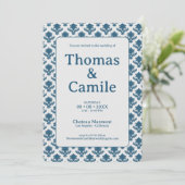 フランスのタペストリー青と白結婚の 招待状 (スタンド正面)