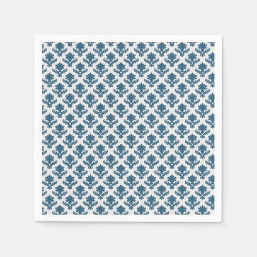 フランスのタペストリー ブルーとホワイト ウェディング スタンダードカクテルナプキン (正面)