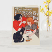 フランスのチョコレートパーティー Steinlen アート カード (黄色い花)