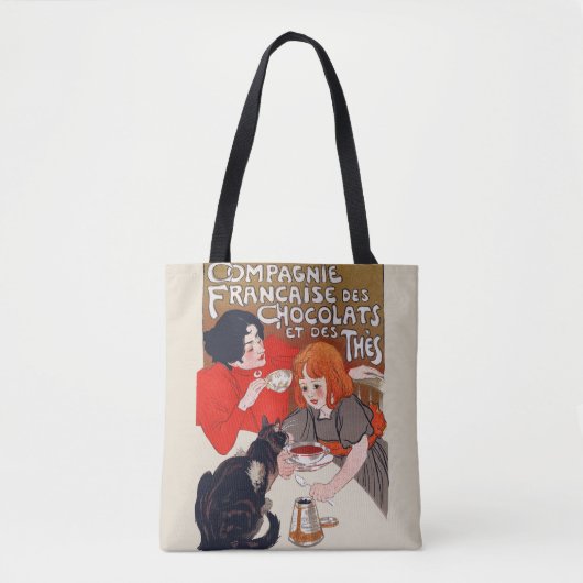 フランスのチョコレートパーティー Steinlen アート トートバッグ (正面)