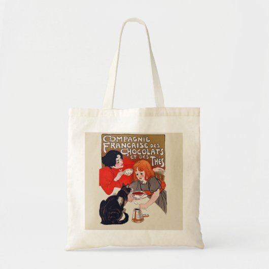 フランスのチョコレートパーティー Steinlen アート トートバッグ (正面)
