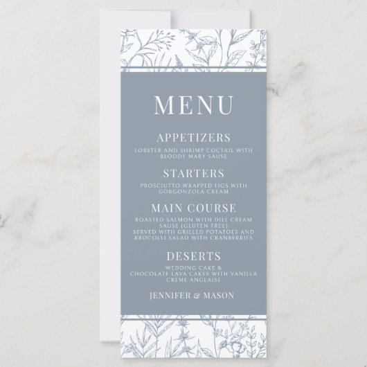 フランスのテーマダスティブルーフローラのメ結婚ニュー・カード (正面)