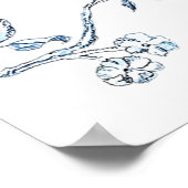 フランスのトイレ ブルー＆ホワイト ブライダルシャワーの歓迎 ポスター (角)