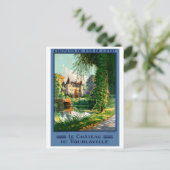 フランスのトゥールラヴィルがヴィンテージ旅行ポスターを復元 ポストカード (スタンド正面)