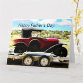 フランスのトレーラーで古いシトロエンの車 カード (黄色い花)