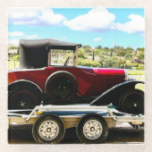 フランスのトレーラーで古いシトロエンの車 ガラスコースター (正面)