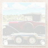 フランスのトレーラーで古いシトロエンの車 ガラスコースター (裏面)