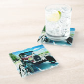 フランスのトレーラーで古いシトロエンの車 ガラスコースター (アングル)