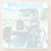 フランスのトレーラーで古いシトロエンの車 ガラスコースター (裏面)