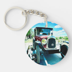 フランスのトレーラーで古いシトロエンの車 キーホルダー