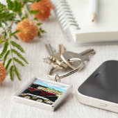 フランスのトレーラーで古いシトロエンの車 キーホルダー (側面)