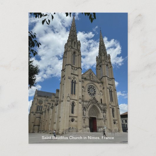 フランスのニムスにある聖ボーディラス教会 シーズンポストカード (正面)