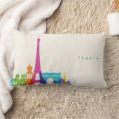 フランスのネオンスカイライン ランバークッション (ブランケット)