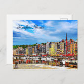 フランスのノルマンディにあるオンフルール港の水辺。 ポストカード (正面/裏面)