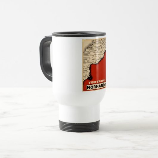 フランスのノルマンディへのヴィンテージ旅行 トラベルマグ (正面左)