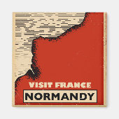フランスのノルマンディへのヴィンテージ旅行 マグネット (正面)