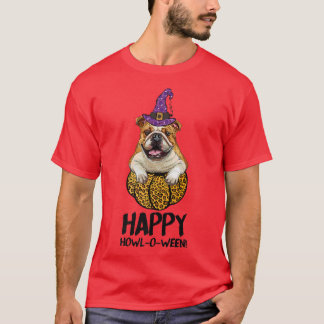 フランスのハロウィーンDの間のブルドッグウィッチハッピーハウル Tシャツ
