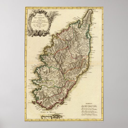 フランスのバウンドリーの地図 ポスター (正面)