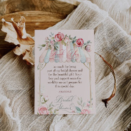 フランスのバラのブライダルシャワーの水彩画 サンキューカード