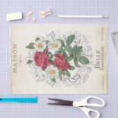 フランスのバラフラワーガーデンヴィンテージフレームの切り離し 薄葉紙 (クラフト)