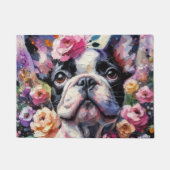 フランスのバラ印象派のブルドッグ絵画 ドアマット (正面)