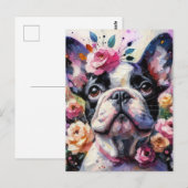 フランスのバラ印象派のブルドッグ絵画 ポストカード (正面/裏面)