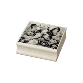 フランスのバラ印象派のブルドッグ絵画 ラバースタンプ