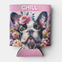 フランスのバラ印象派のブルドッグ絵画 缶クーラー