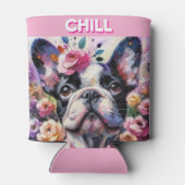 フランスのバラ印象派のブルドッグ絵画 缶クーラー (裏面)