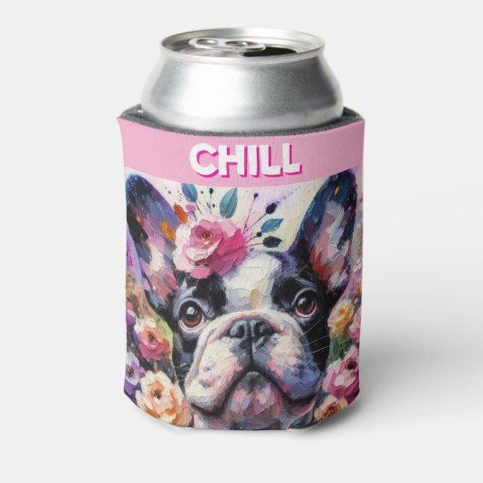 フランスのバラ印象派のブルドッグ絵画 缶クーラー (缶裏面)