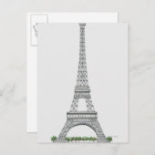 フランスのパリにあるエッフェルタワーのイラストレーション。 ポストカード (正面/裏面)