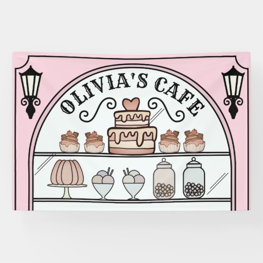 フランスのパリにあるカフェのショーウィンドー 誕生日の背景 横断幕 (横)