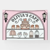 フランスのパリのカフェのショーウィンドーの誕生日背景 横断幕 (横)