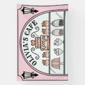 フランスのパリのカフェのショーウィンドーの誕生日背景 横断幕 (縦)