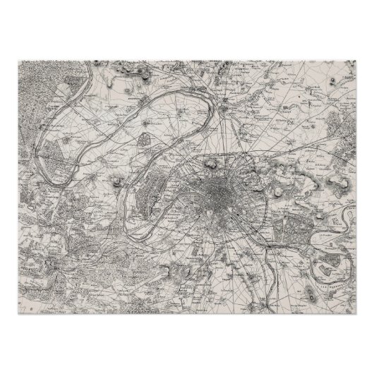 フランスのパリの地図 ポスター (正面)