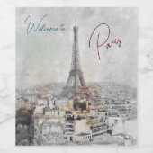 フランスのパリへようこそ ワインラベル (シングルラベル)
