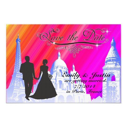 フランスのパリを表示して日付写真を保存 フォトプリント (正面)