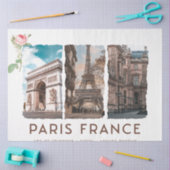 フランスのパリ。エッフェル、ルーヴル、凱旋門 薄葉紙 (クラフト)