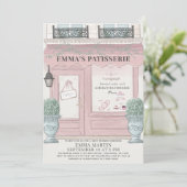 フランスのパン屋さんパティスリー Paris ピンクのベビーシャワー 招待状 (スタンド正面)