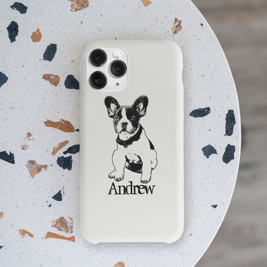 フランスのパーソナライズされたBulldog Puppy Pick Your Color Case-Mate iPhoneケース