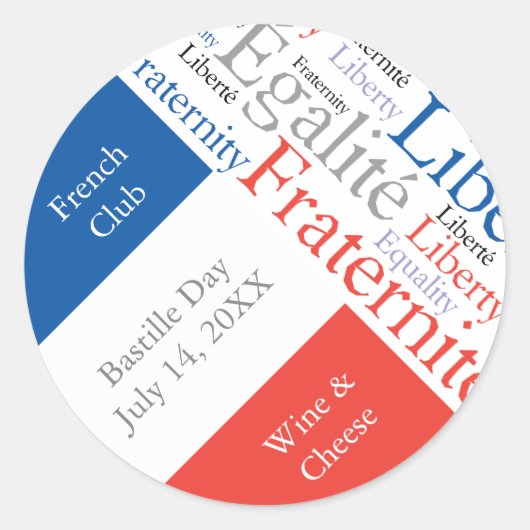 フランスのパーティー又はフランス国旗のイベント ラウンドシール (正面)