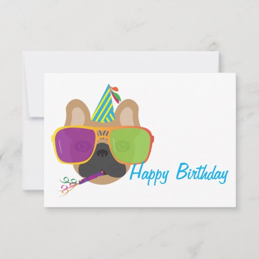 フランスのパーティー帽子とサングラス付きブルドッグ (正面)