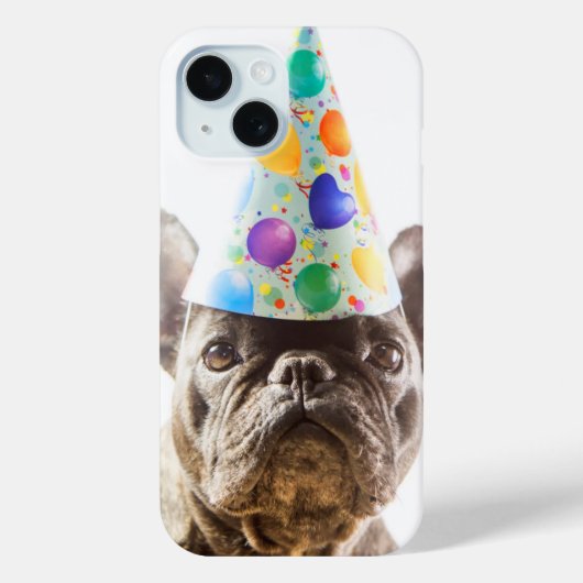 フランスのパーティー帽子のブルドッグ Case-Mate iPhoneケース (裏面)