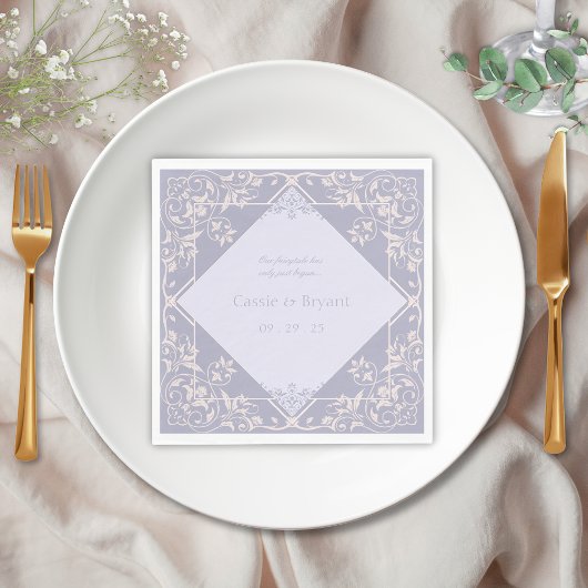 フランスのビクトリアンエレガント結婚ヴィンテージ スタンダードランチョンナプキン